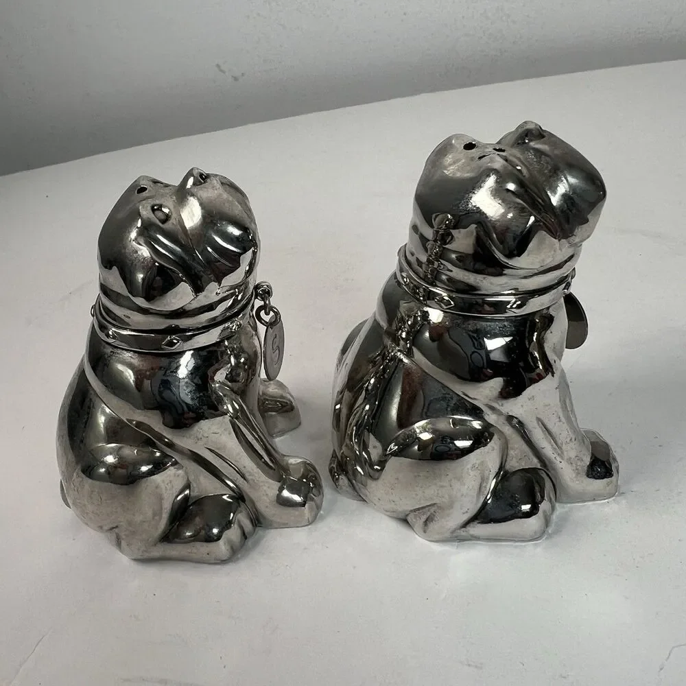 Pottery Barn Bulldog Salt & Pepper Shakers unused original box